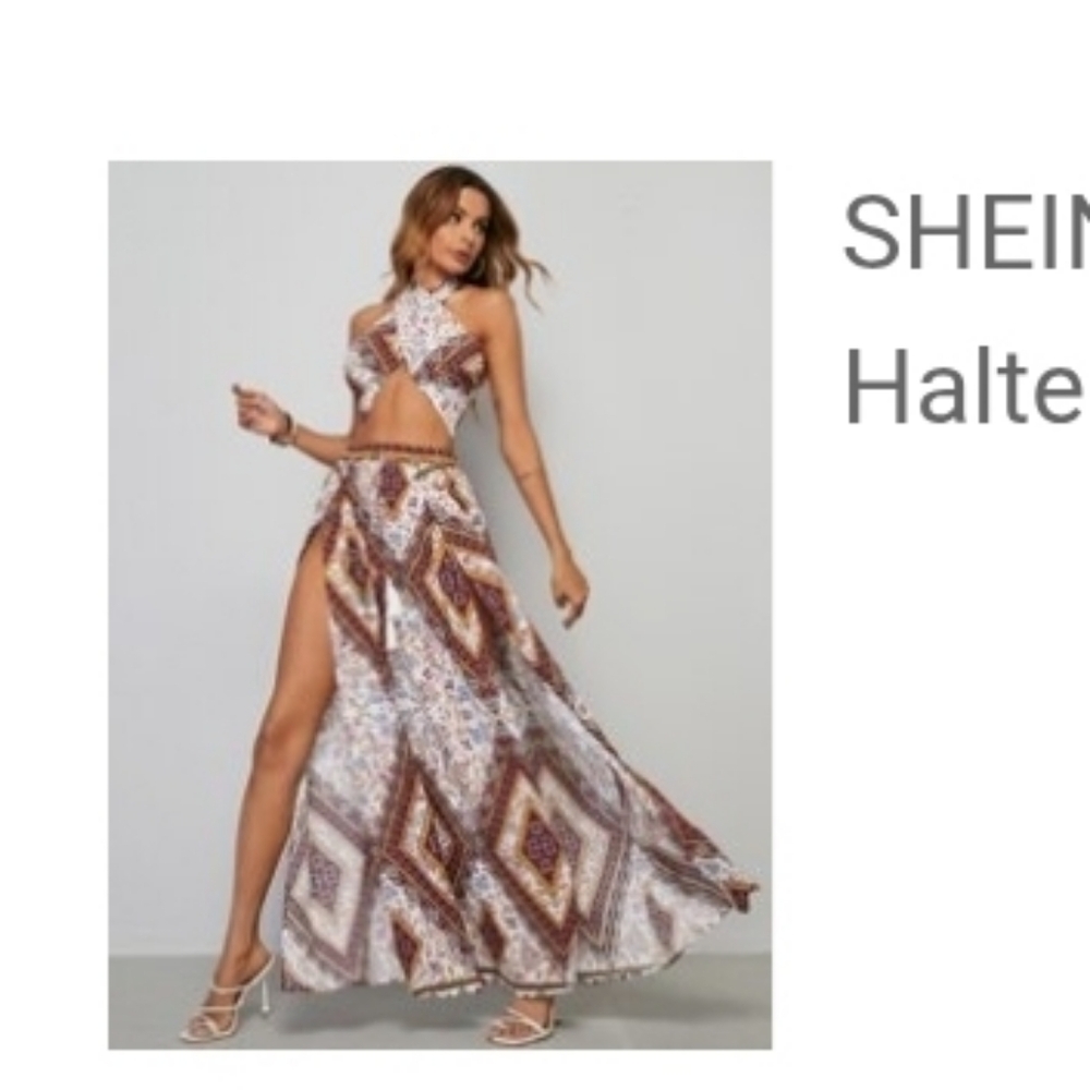 SHEIN Multicolor Halter Skirt Set